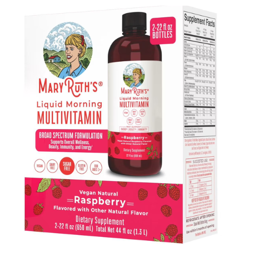 Nước Uống Vitamin Tổng Hợp Vị Mâm Xôi MaryRuth’s Liquid Morning Multivitamin Raspberry - Hộp 2 Chai x 22 Oz