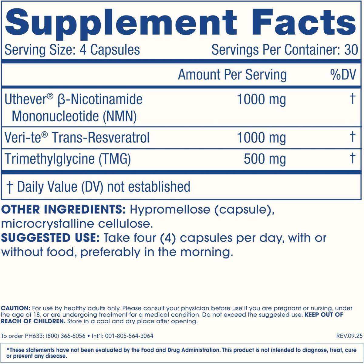 Viên Uống NMN Pro Complete ProHealth 1000mg NMN + 1000mg Resveratrol + 500mg TMG – Hộp 120 Viên