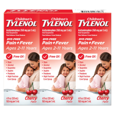 Siro Giảm Đau Hạ Sốt Trẻ Em Vị Cherry Tylenol Dye-Free Cherry Pain + Fever Liquid – Set 3 Chai x 4 Oz