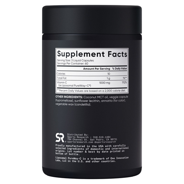 Viên Uống Sports Research Liposomal Vitamin C Veggie Capsules 1000 mg – Hộp 180 Viên