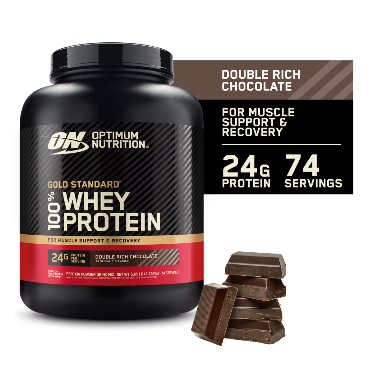 Bột Whey Protein Optimum Nutrition Gold Standard 100% Whey Double Rich Chocolate Hương Socola – Hộp 5 Lb