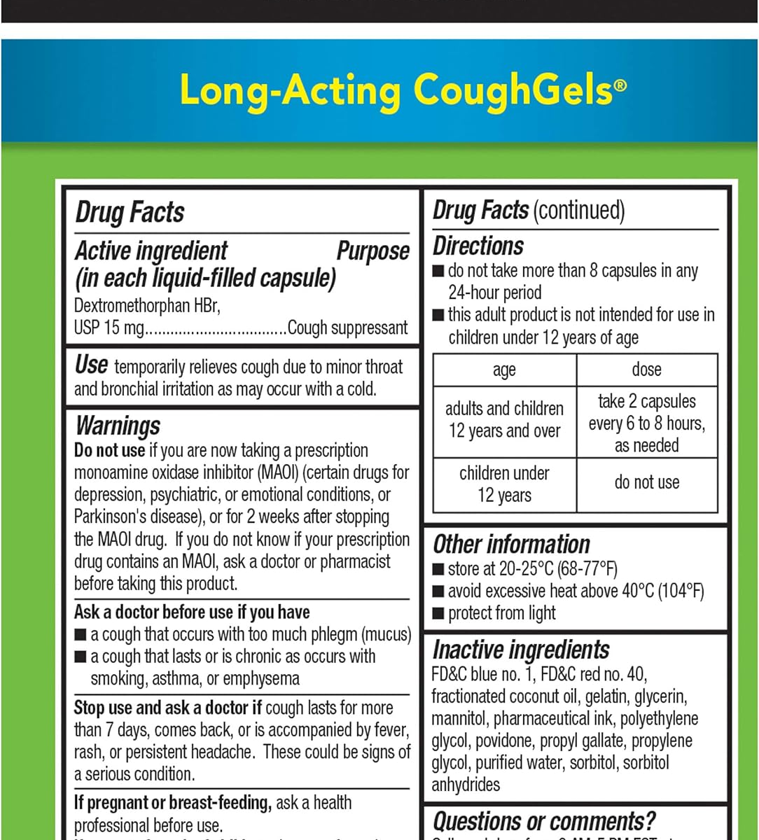 Viên Uống Hộ Trợ Giảm Ho Robitussin 8 Hour Long-Acting CoughGels – Hộp 20 Viên