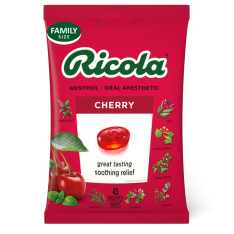 Viên Ngậm Hỗ Trợ Giảm Ho Và Làm Dịu Cổ Họng Vị Cherry Ricola Cherry Drops – Hộp 45 viên