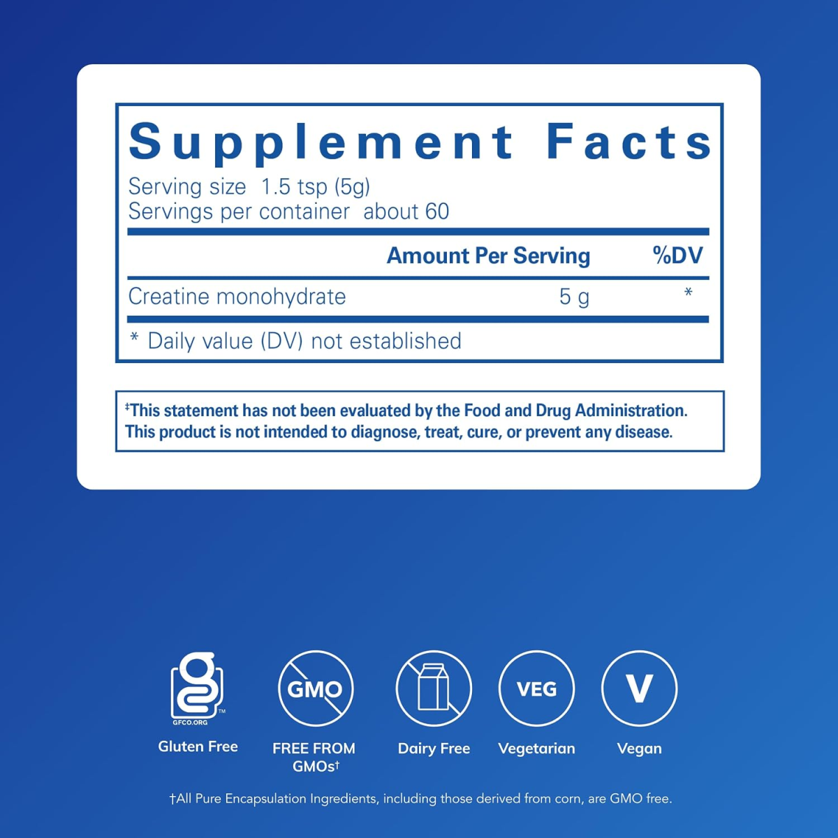 Bột Creatine Hỗ Trợ Sức Mạnh Cơ Bắp Pure Encapsulations Creatine – Hộp 315G