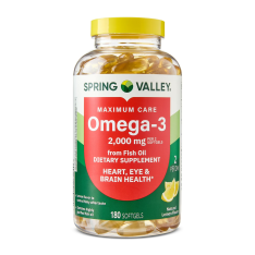 Viên Uống Dầu Cá Omega-3 Spring Valley, 2000 mg – Hộp 180 Viên
