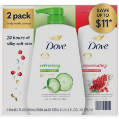 Sữa Tắm Dove Refreshing Body Wash Dưa Leo & Trà Xanh và Lựu & Hoa Dâm Bụt - 2 Chai X 905ml