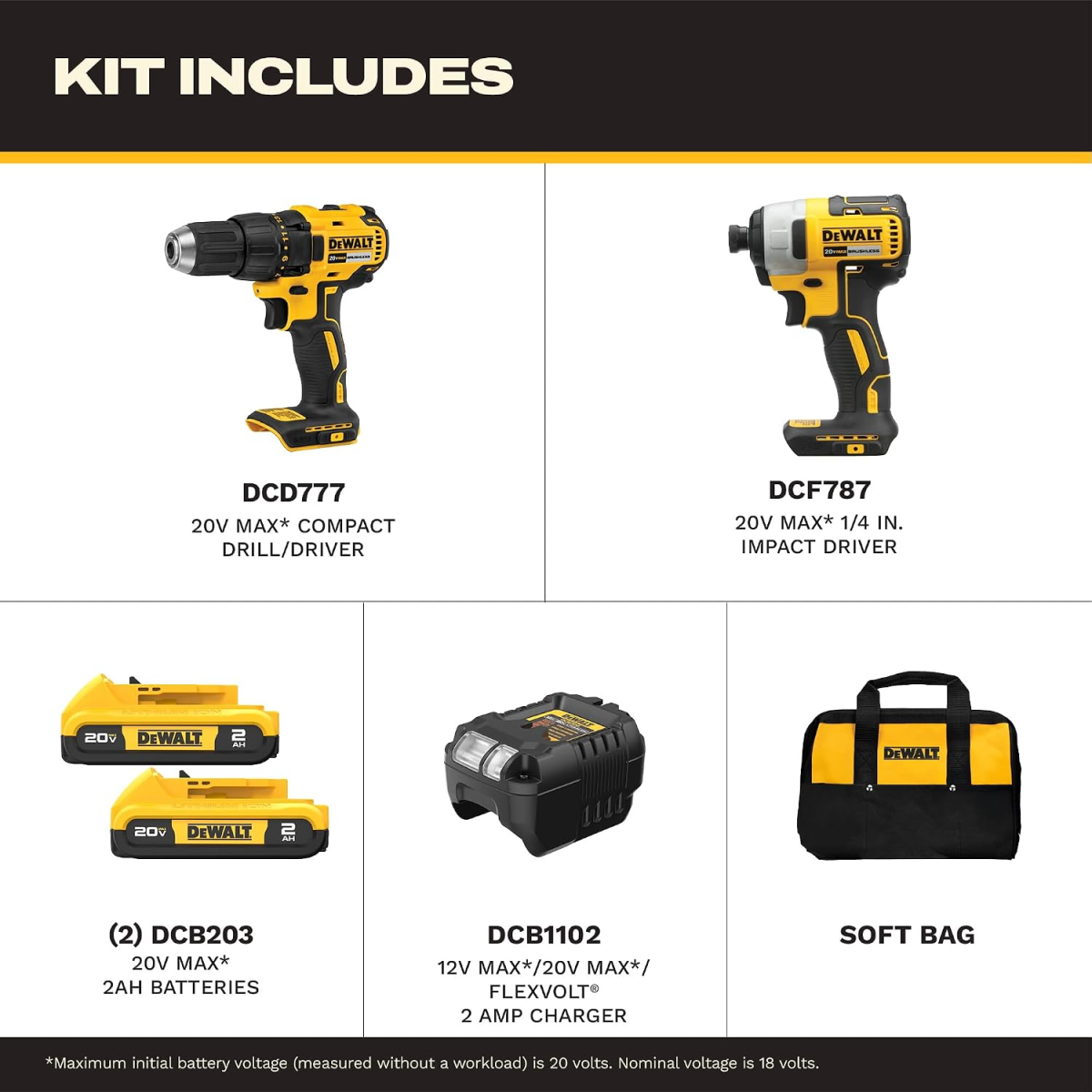 Bộ Máy Khoan & Máy Bắt Vít DEWALT DCK277D2 20V MAX Brushless 2-Tool Combo Kit