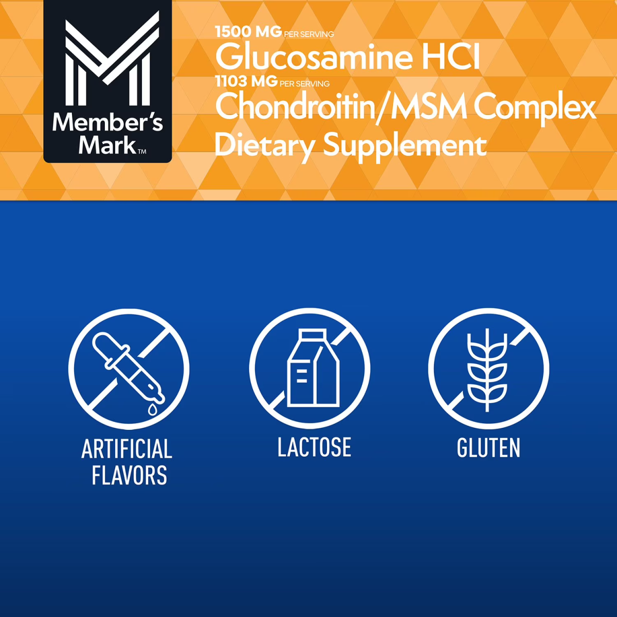 Viên Uống Hỗ Trợ Xương Khớp Member's Mark Triple Strength Glucosamine Chondroitin MSM – Hộp 220 Viên