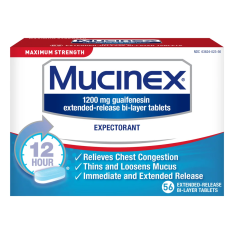 Viên Uống Hỗ Trợ Long Đờm Mucinex 12-Hour Max Strength – Hộp 56 Viên